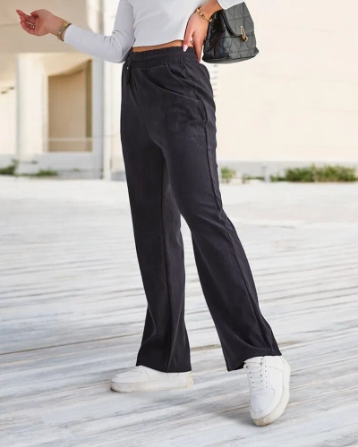Royalfashion Темно-синие женские брюки из вельветовой ткани