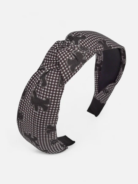 Royalfashion Opaska do włosów z plecionką w kratkę i misie