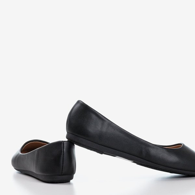 Czarne eko-skórzane  damskie baleriny Mareusa - Obuwie
