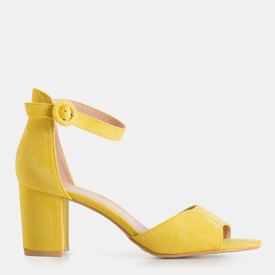 Желтые женские босоножки на высоком каблуке Elite - Shoes