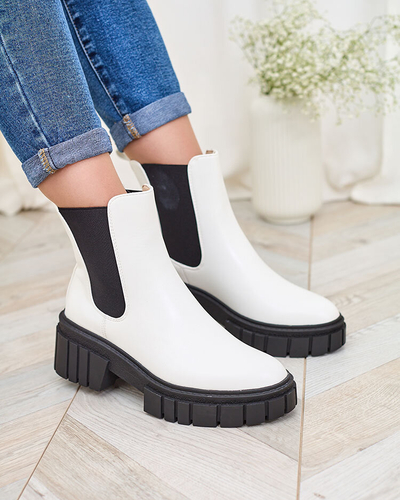 Royalfashion Белые женские ботинки на сплошной подошве Eferope