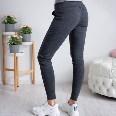 Szare spodnie dresowe damskie z bawełny - Spodnie