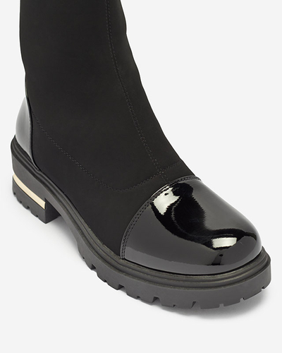 Высокие женские черные матовые сапоги Assalin- Обувь