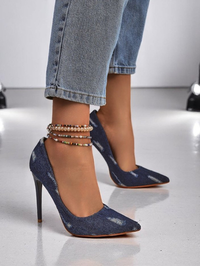 Royalfashion Moteriški stileto aukštakulniai Denim Chic