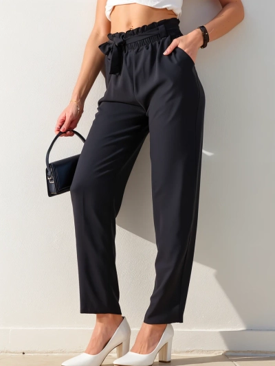 Royalfashion Простые женские тканевые брюки с поясом