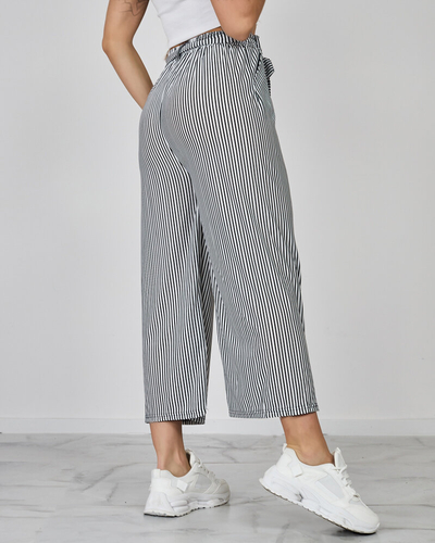 Royalfashion Женские широкие брюки 7/8 в полоску