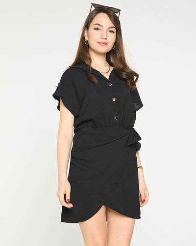 Moteriška juoda mini suknelė su kaklaraiščiu - Drabužiai