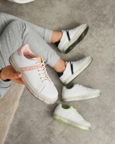 Женские спортивные кроссовки белого цвета с розовыми вставками Asxa- Footwear