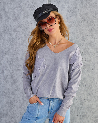 Royalfashion Тонкий женский свитер с цветами