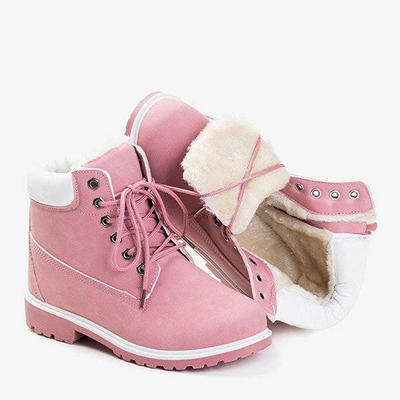 OUTLET Розовые походные ботинки с белой вставкой Adeline - Обувь