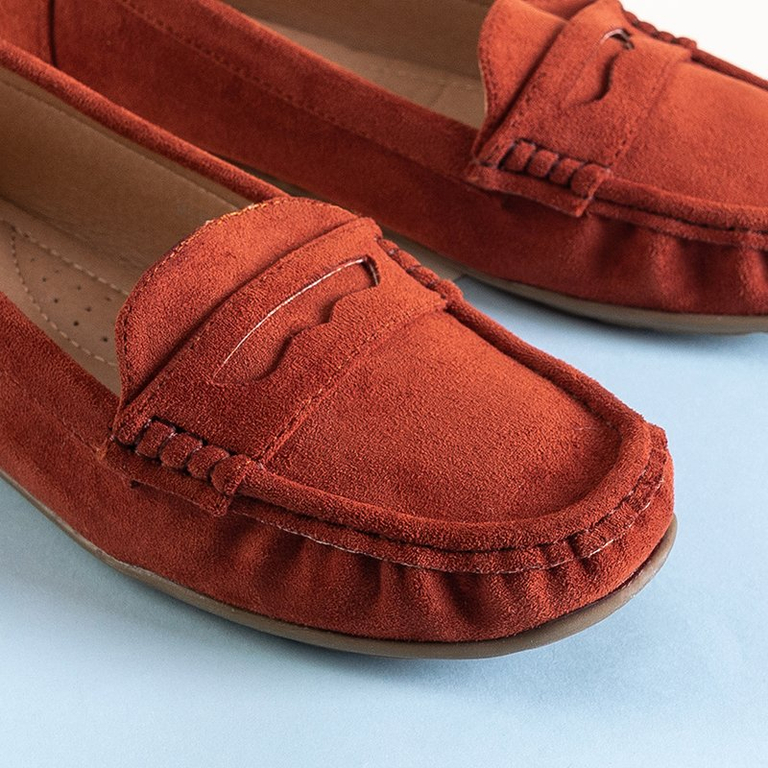 Коричнево-красные женские мокасины Monika