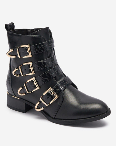 Женские сапоги с золотыми застежками и черным тиснением Letta-Footwear