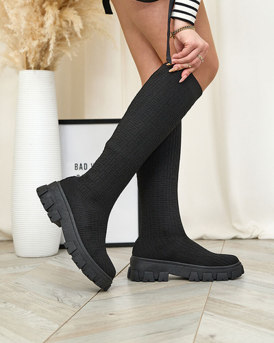 Royalfashion Черные женские узорчатые сапоги Helipea