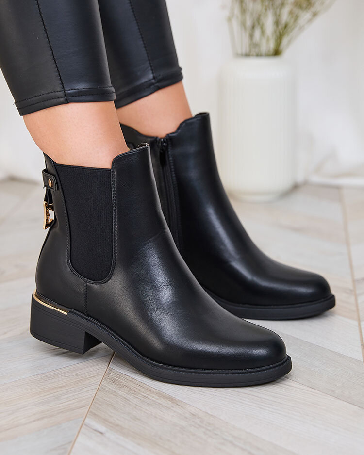 Royalfashion Черные женские сапоги a'la sztyblety из экокожи Frince