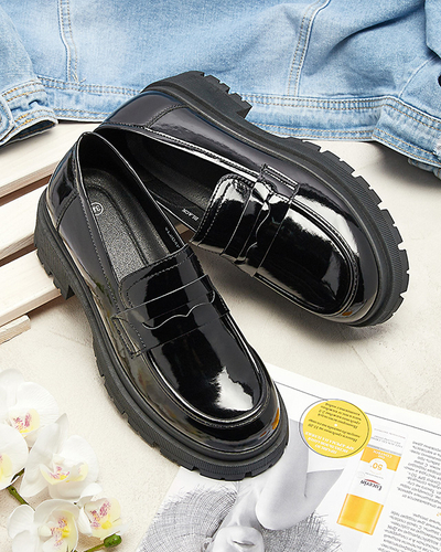 Черные лакированные мокасины для женщин Noppel Footwear