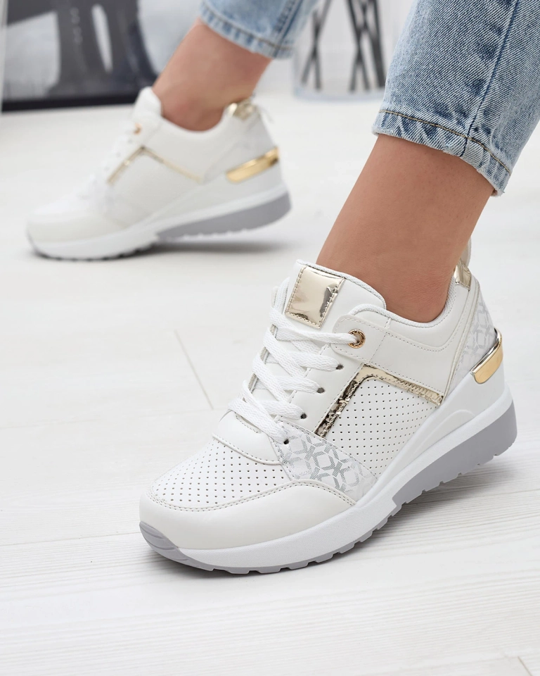 Женские спортивные кроссовки на каблуке белого цвета Eyam- Footwear