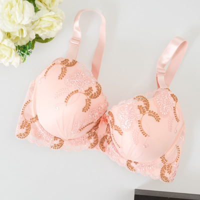 Розовый мягкий бюстгальтер с кружевом - Нижнее белье