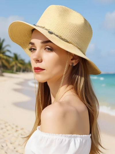 Royalfashion Женская соломенная шляпа Golden Halo