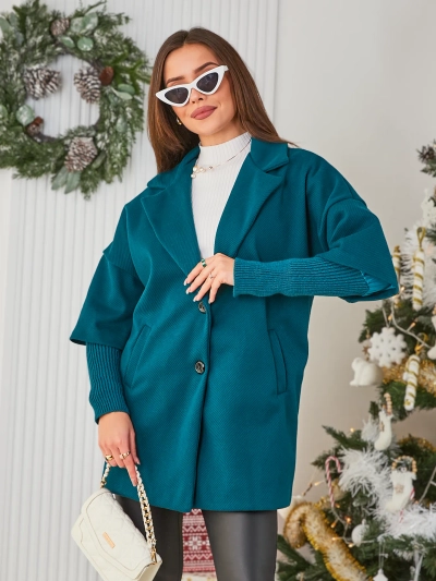 Женское пальто Royalfashion с вязаными рукавами