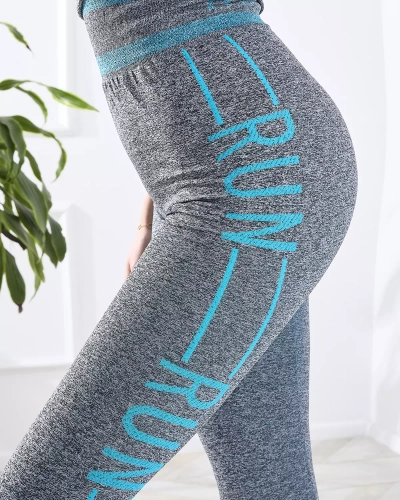 Серо-синий женский спортивный комплект из 2 частей - Одежда