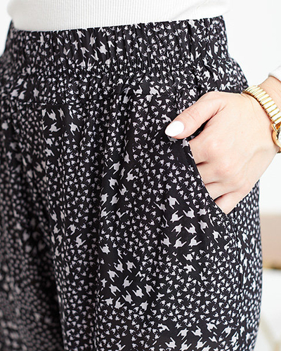 Juodos rašto erdvios moteriškos kelnės - Drabužiai