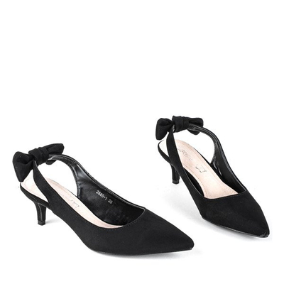 Czarne sandały na szpilce ze szpiczastym noskiem Katmandu - Obuwie