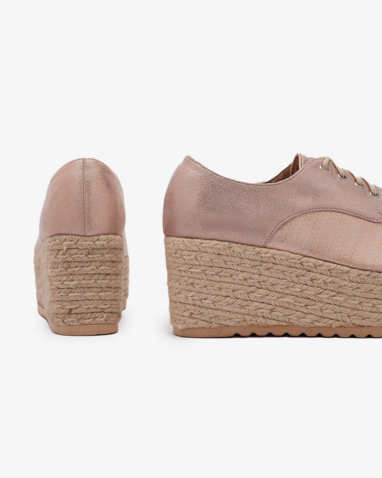 Розово-золотистые женские полусапожки на котурнах Caidoo- Obuwie