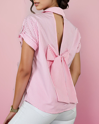 Royalfashion Женская рубашка в полоску с бантом