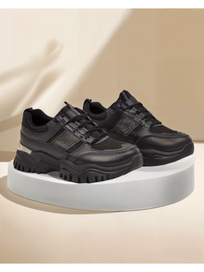 Arete Nero women's flat eco-leather sneakers