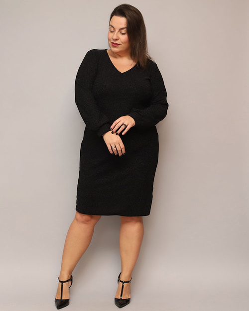 Royalfashion Blizgi moteriška suknelė iki kelių juodos spalvos PLUS SIZE