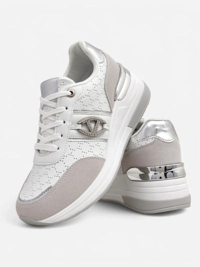 Damskie sneakersy Melania Bianca na koturnie 6 cm skóra ekologiczna