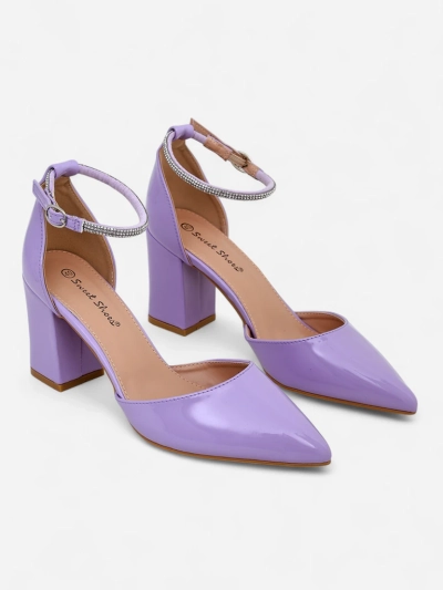 Royalfashion moteriški lakinės odos batai su blizgučių dirželiu Furoni