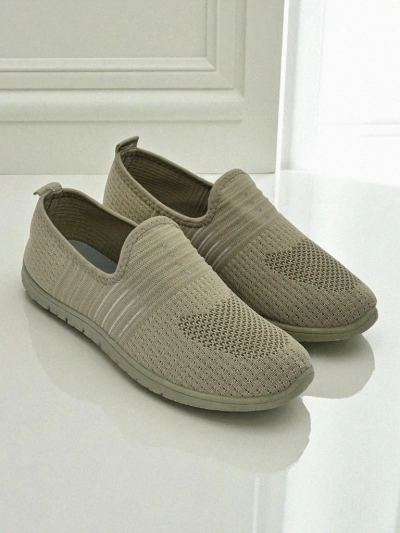 Hypatia Verde Women's Fabric Slip-On Loafers with Flat Sole