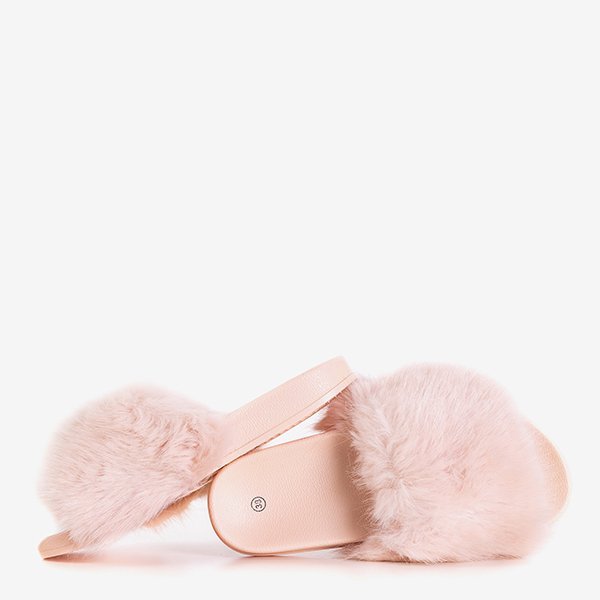 Шлепанцы из нонни пудрового меха для девочек - Обувь