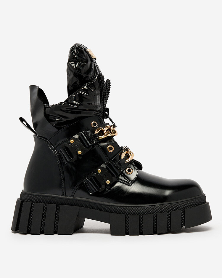 "Royalfashion" Moteriški juodi batai su grandinėlėmis "Ebidef"