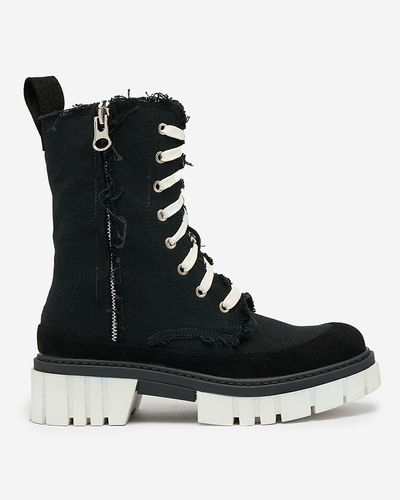 Royalfashion Juodi moteriški medžiaginiai batai Leccin