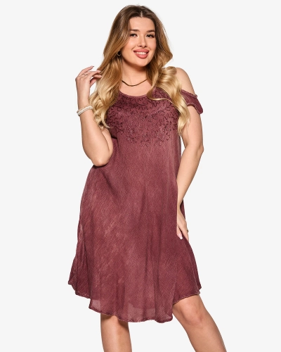 Бордовое женское пляжное платье-покрывало - Одежда