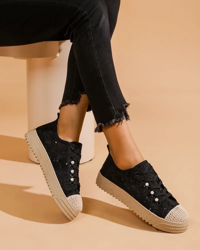 Royalfashion moteriški nėriniuoti sportbačiai su blizgučiais Nille