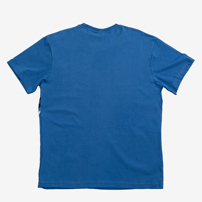 Синяя мужская футболка с принтом