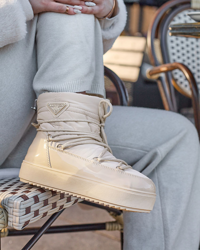 Royalfashion Женские сапоги-слипы a'la snow boots бежевого цвета Nevsone