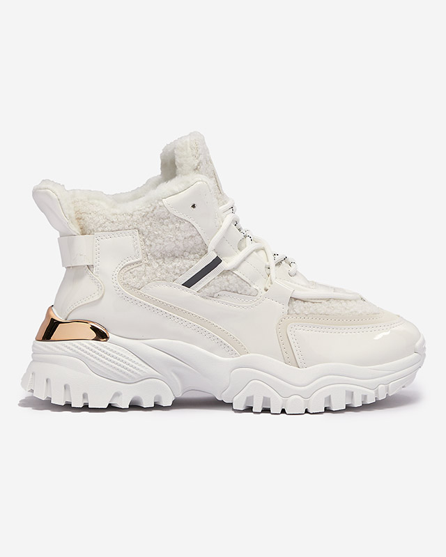 Balti moteriški sportiniai bateliai su kailiu "Sagglo- Footwear"