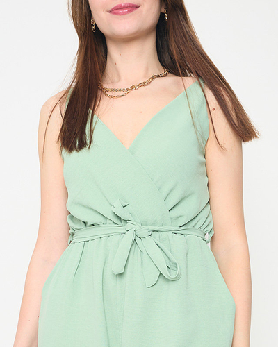 Комбинезон женский зеленый на тонких бретелях - Одежда