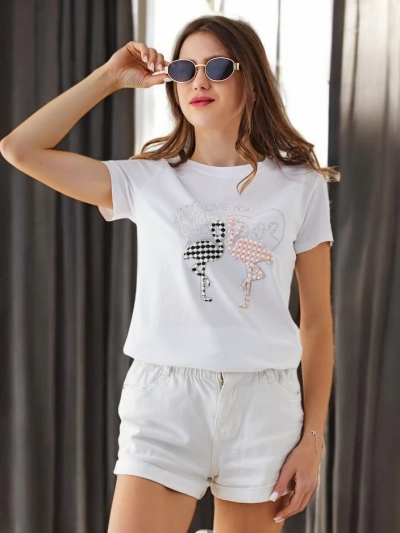 Royalfashion Moteriška medvilninė marškinėliai Flaming Love