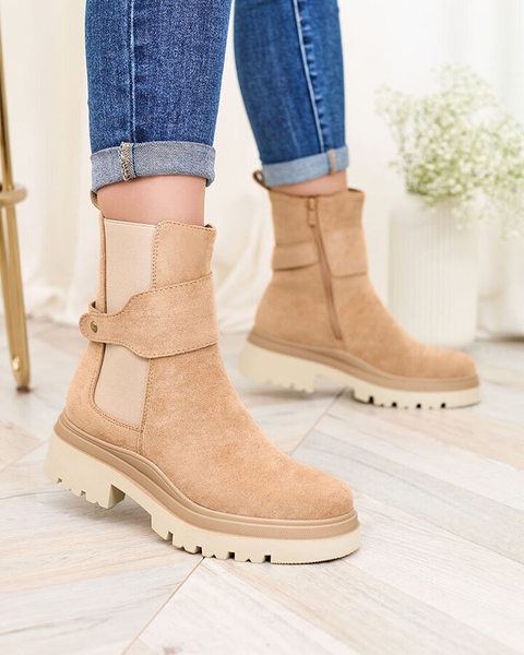 Royalfashion Šviesiai rudi moteriški batai su dekoratyviniu dirželiu Doasa