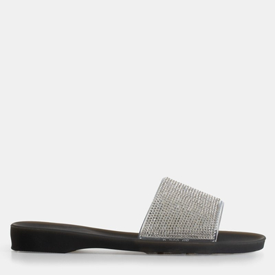 Черные женские резиновые шлепанцы со стразами Niamh