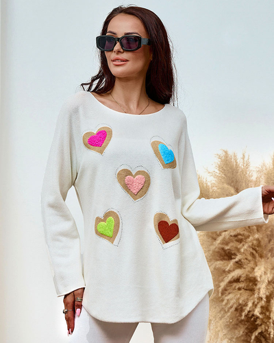 Royalfashion Plonas moteriškas megztinis su širdelėmis