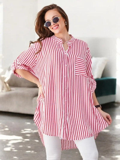 Royalfashion Viskozės ilga moterų juostuota palaidinė