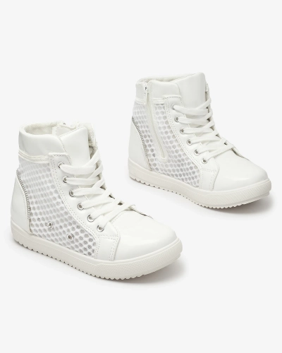 Белые кроссовки для девочек с высоким верхом Borris- Footwear