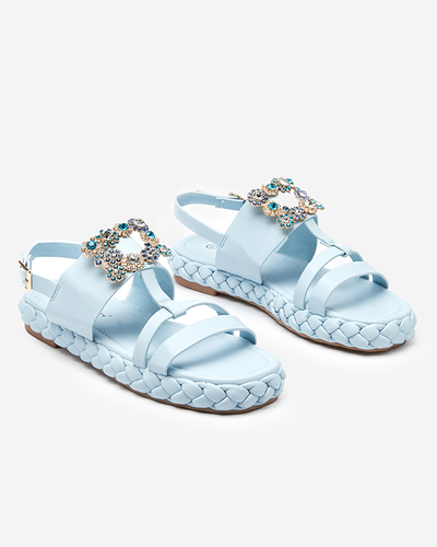 OUTLET Женские синие босоножки с декоративной пряжкой Govy-Footwear