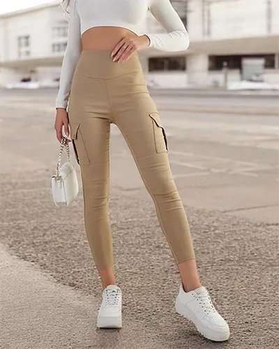 Royalfashion Moteriškos medžiaginės kovinės kelnės